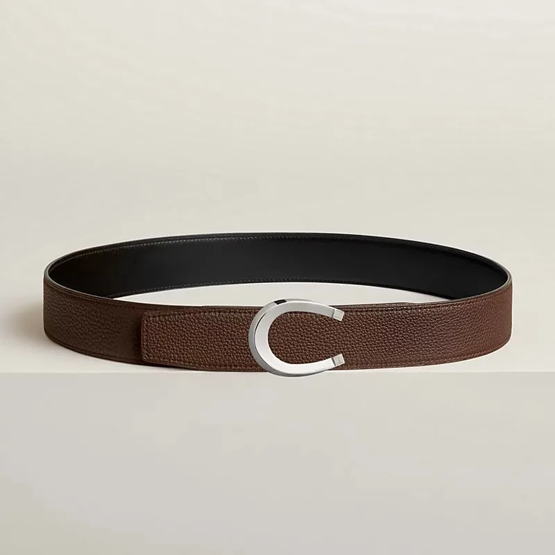 Alternative view of Hermès Luck Belt Buckle Reversible Leather Strap Noir/Chocolat