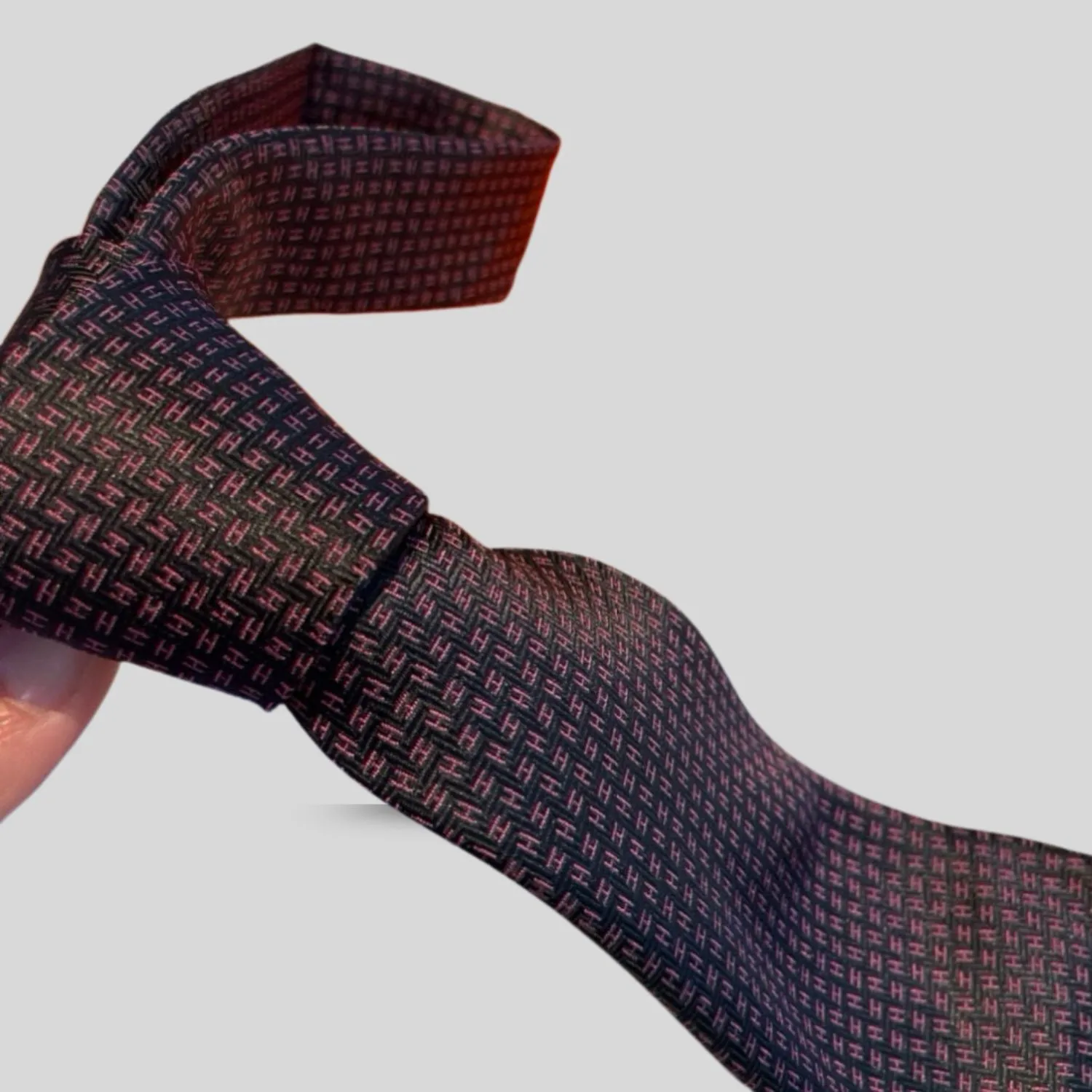 Alternative view of Hermes Elegent Burgundy Silk Tie
