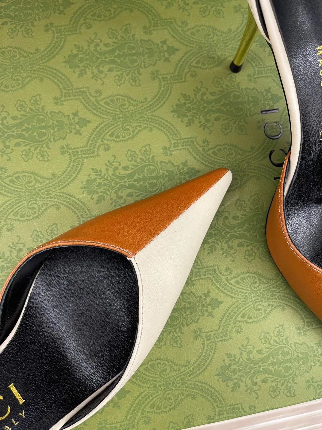 Alternative view of Gucci High Heel Pump With Ankle Cuff White And Brown