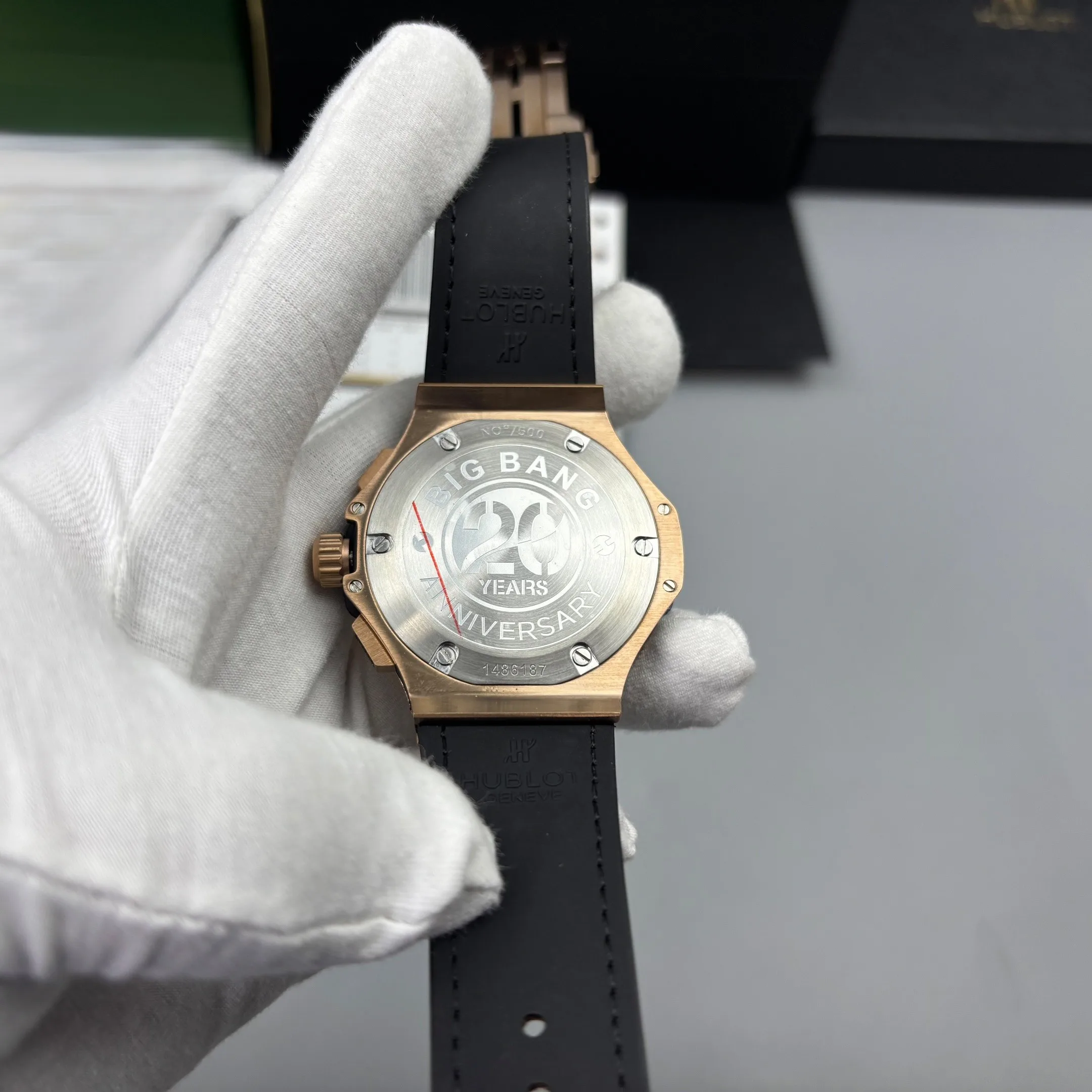 Hublot Big Bang Watch Chronograph Brown Strap Gold Dial - Image 3