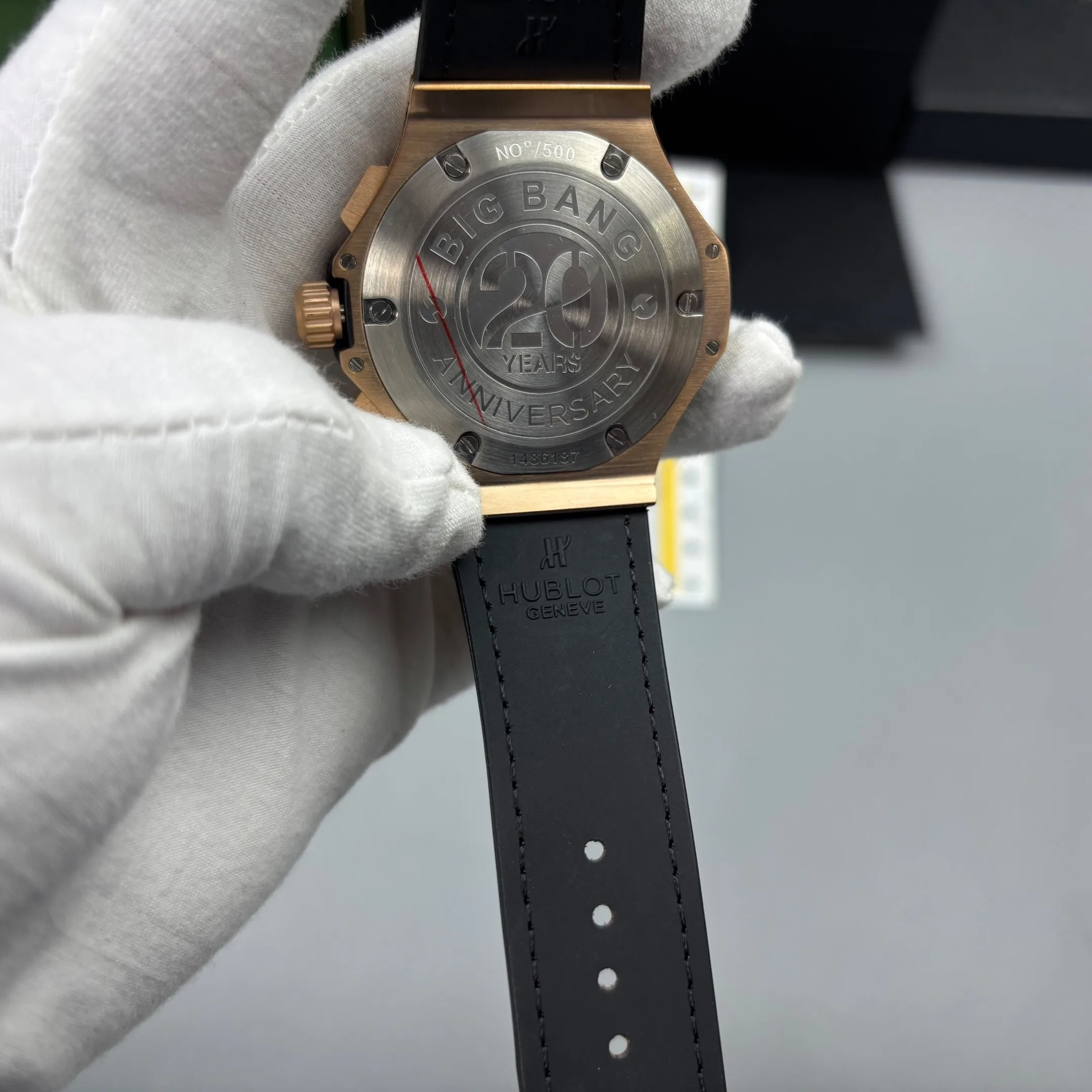 Hublot Big Bang Watch Chronograph Brown Strap Gold Dial - Image 4