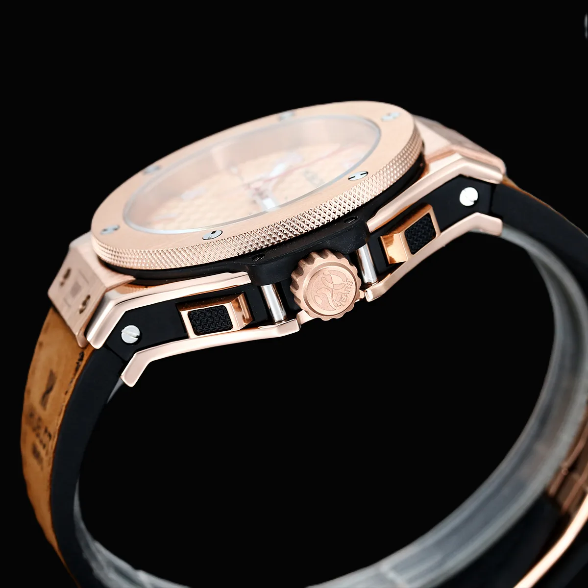 Alternative view of Hublot Big Bang Watch Chronograph Brown Strap Gold Dial