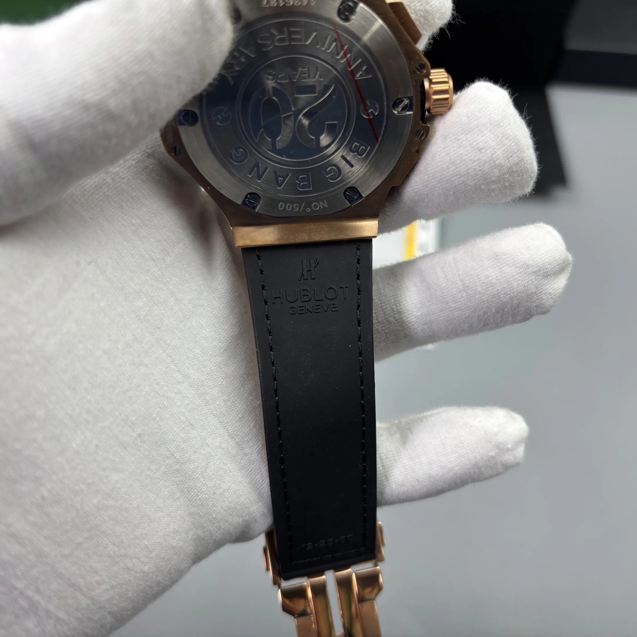 Hublot Big Bang Watch Chronograph Brown Strap Gold Dial - Image 5