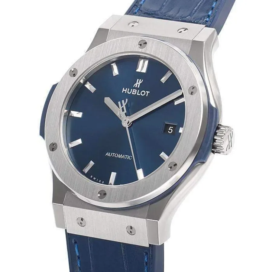 Hublot Classic Fusion Watch Automatic Silver Toned Blue Sunray Dial - Image 3
