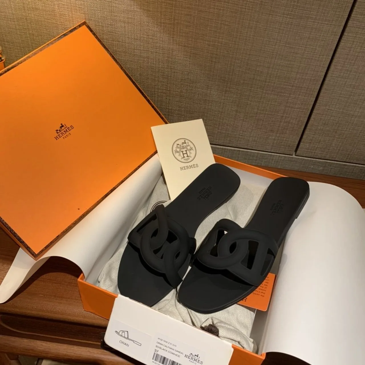 Alternative view of Hermes Aloha Sandal Black , Women’s Shoes
