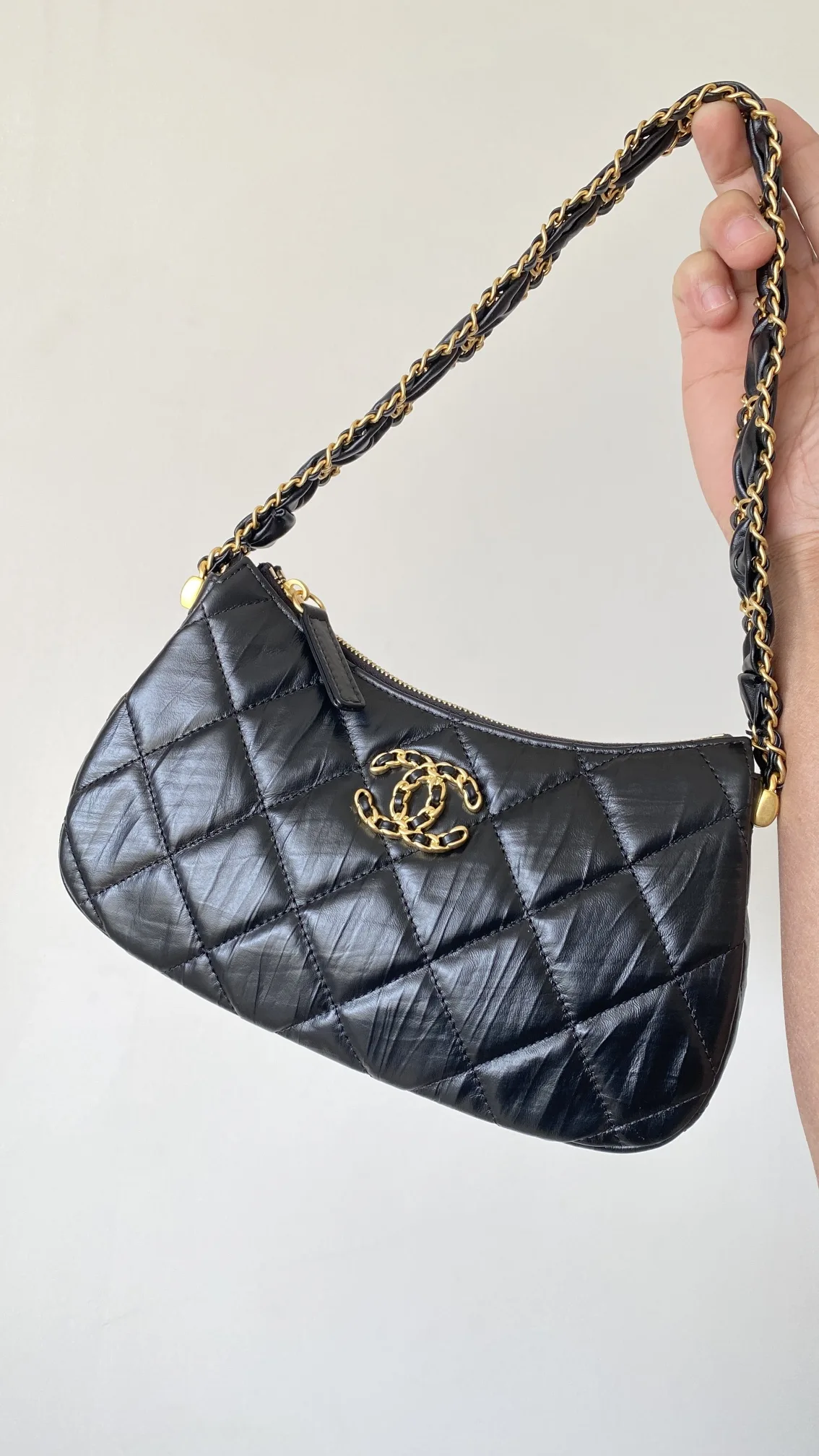Chanel CC Hobo Bag / Black Gold Hardware - Image 8