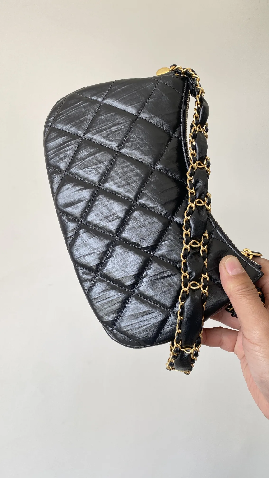 Chanel CC Hobo Bag / Black Gold Hardware - Image 6