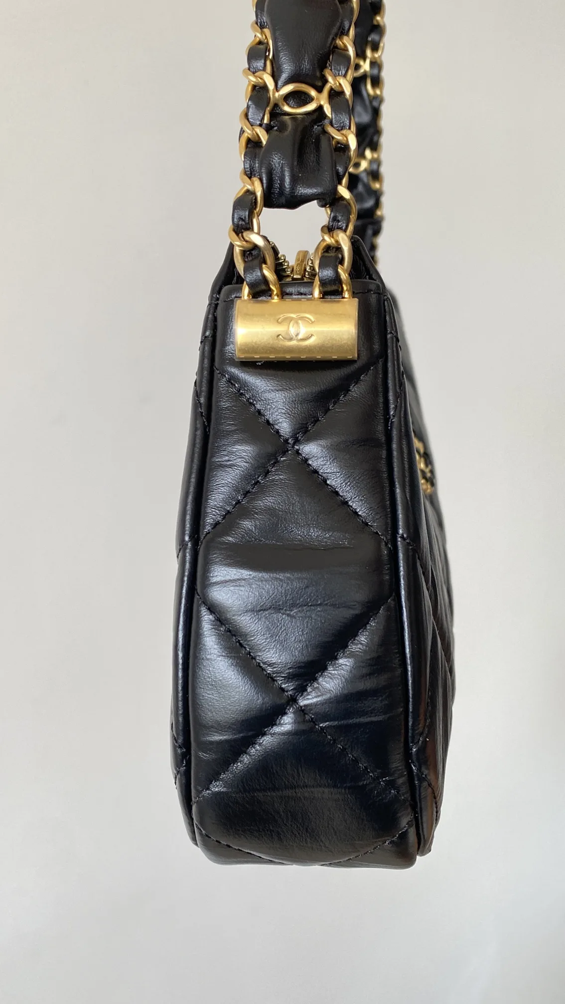 Chanel CC Hobo Bag / Black Gold Hardware - Image 4