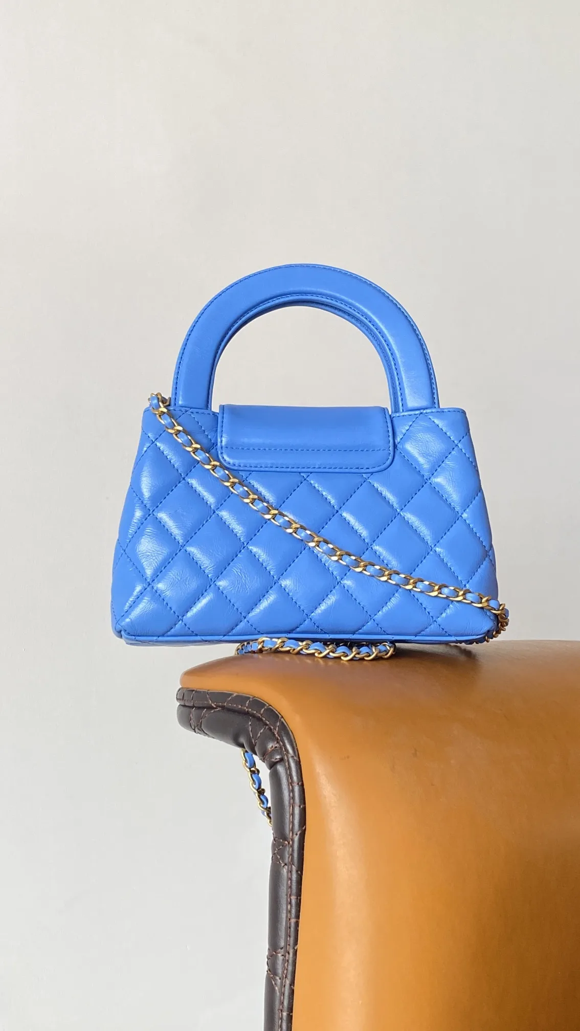 Chanel Kelly Mini Top Handle Bag / Blue Gold Hardware - Image 8