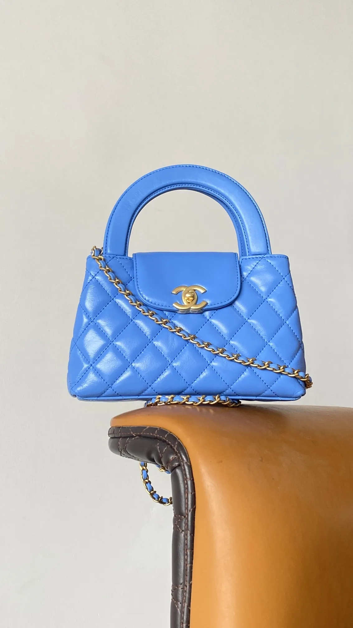 Alternative view of Chanel Kelly Mini Top Handle Bag / Blue Gold Hardware