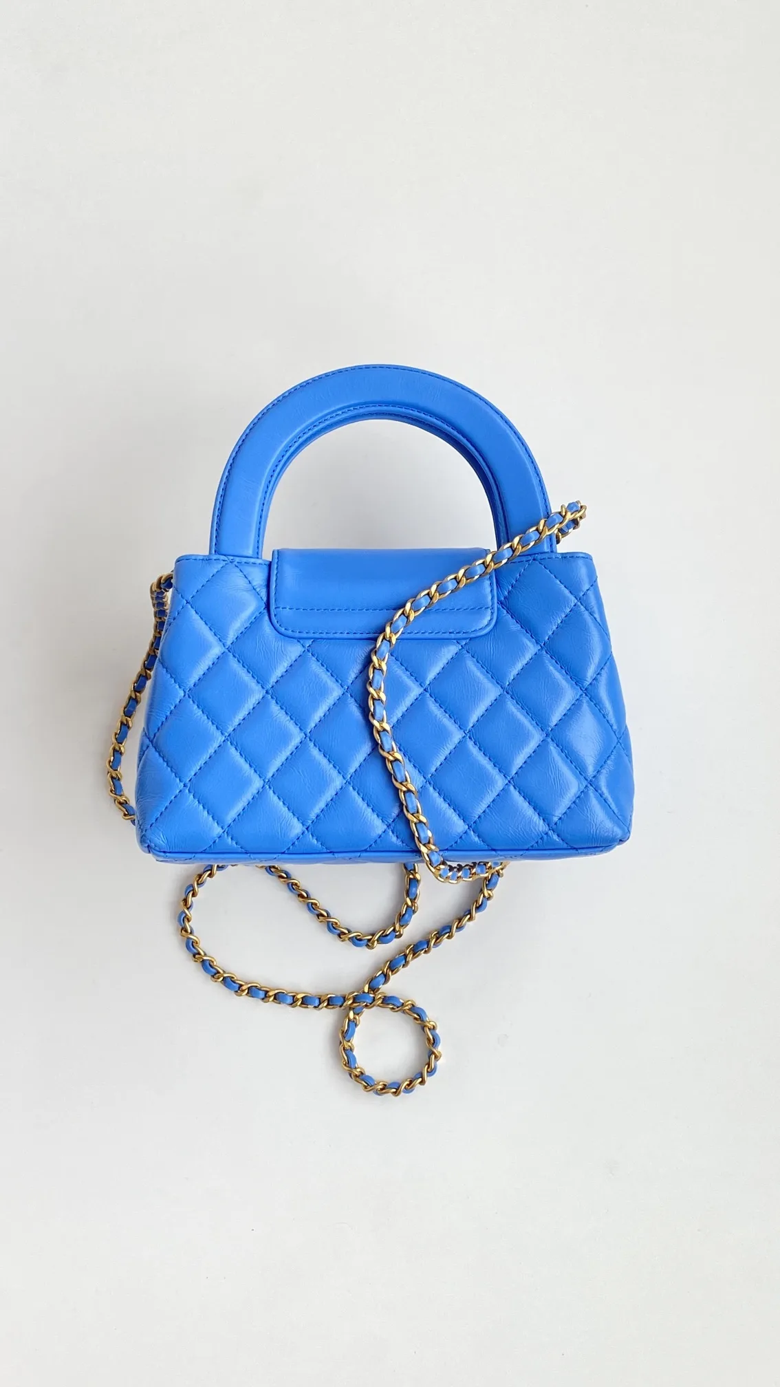 Chanel Kelly Mini Top Handle Bag / Blue Gold Hardware - Image 7