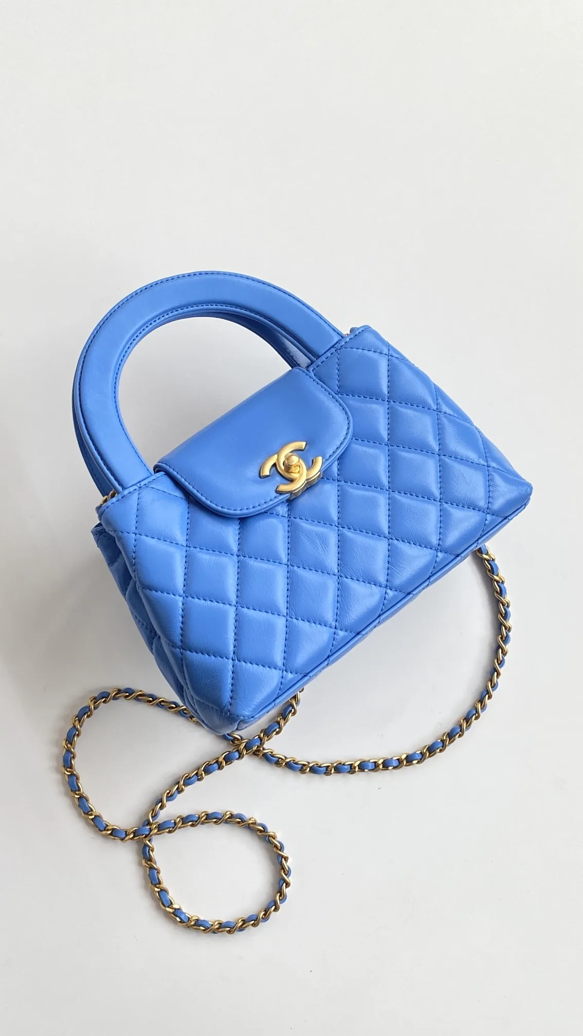 Chanel Kelly Mini Top Handle Bag / Blue Gold Hardware - Image 4