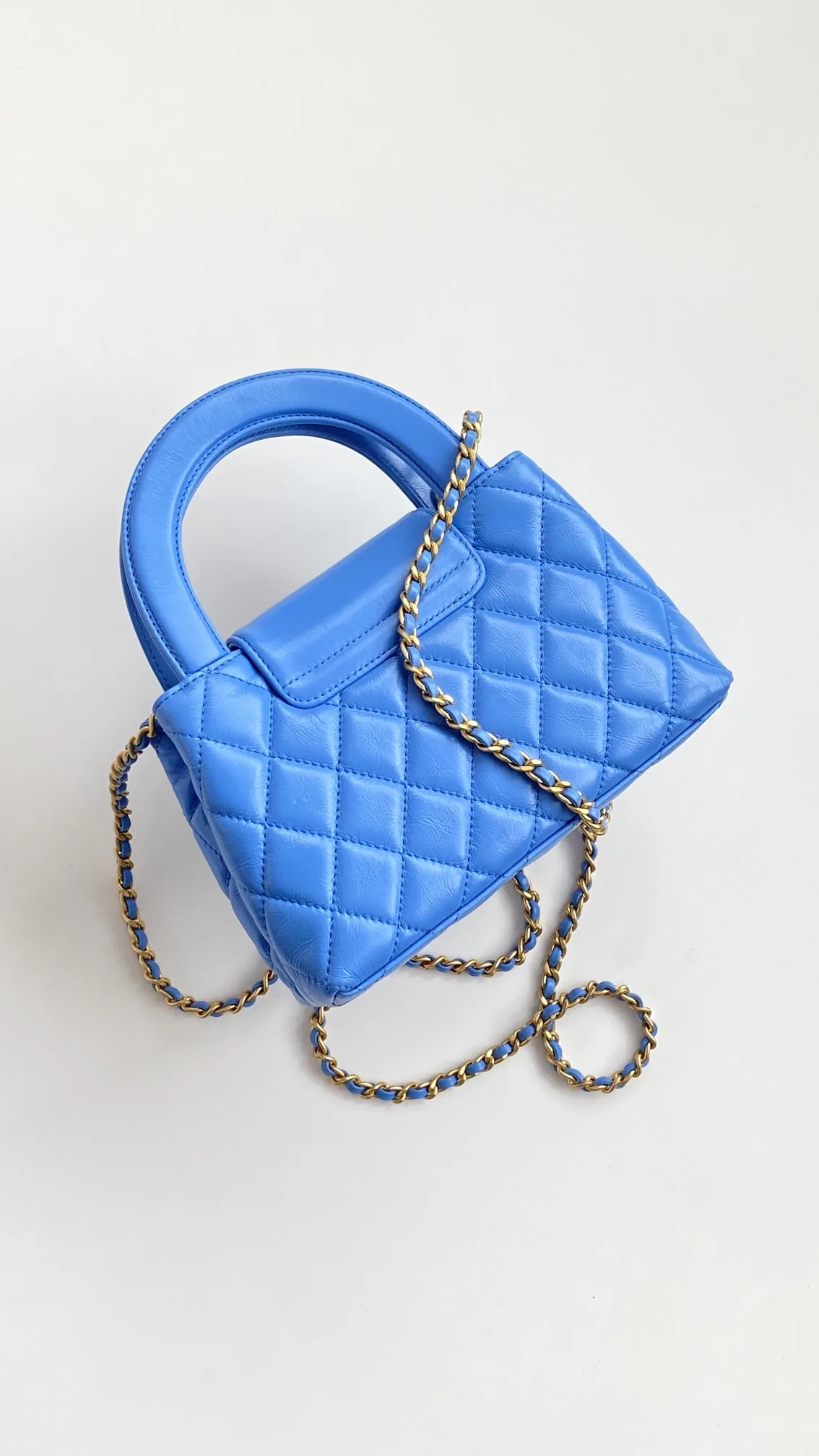 Chanel Kelly Mini Top Handle Bag / Blue Gold Hardware - Image 6