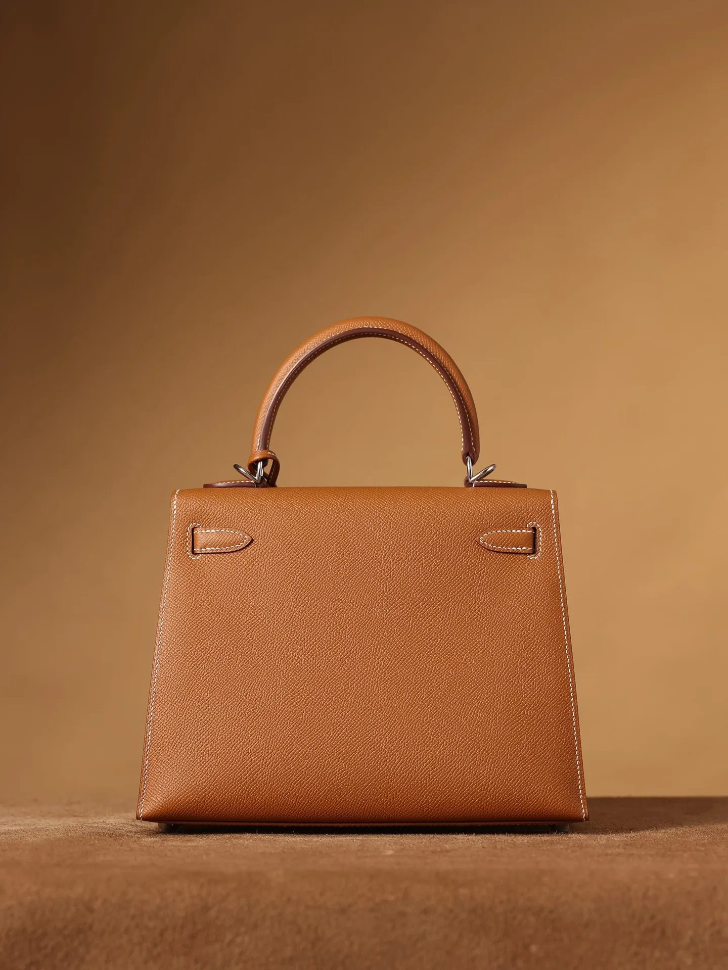 Hermes Kelly Epsom Silver Tone Lock Bag Brown 9,/ - Image 5