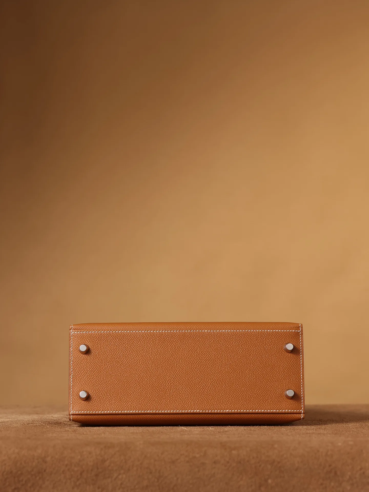 Hermes Kelly Epsom Silver Tone Lock Bag Brown 9,/ - Image 4