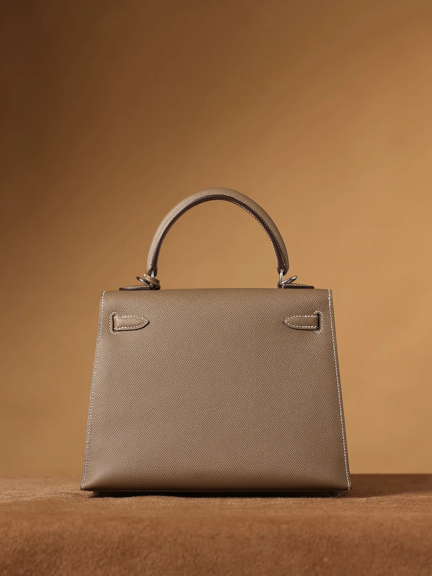 Hermes Kelly Epsom Silver Tone Lock Bag Grey 9,/ - Image 6
