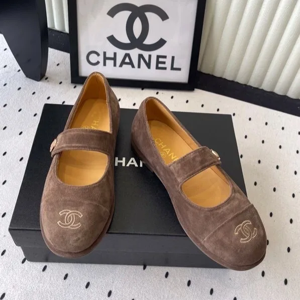 Alternative view of Chanel Mary Jane Flats Brown Suede