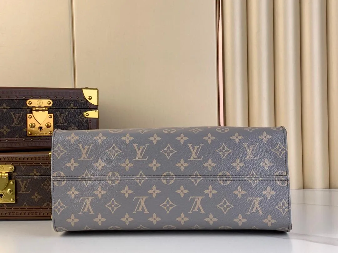 Louis Vuitton Onthego MM Tote Bag / Trianon Grey Gold Hardware - Image 5