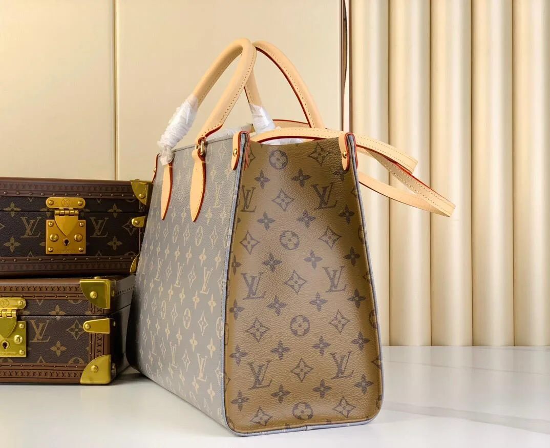 Louis Vuitton Onthego MM Tote Bag / Trianon Grey Gold Hardware - Image 3