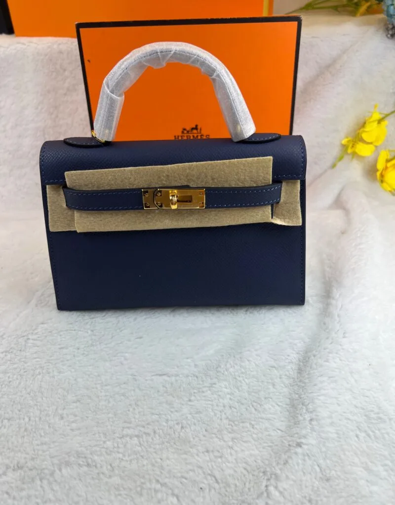 Hermes Kelly 19 Blue France Swift Bag - Image 3