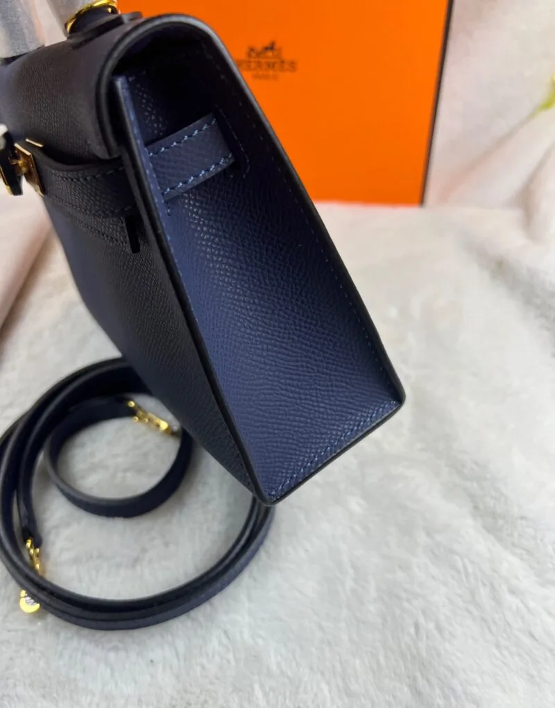 Hermes Kelly 19 Blue France Swift Bag - Image 7