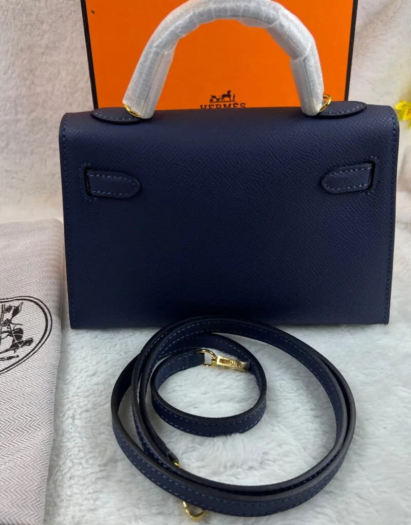 Hermes Kelly 19 Blue France Swift Bag - Image 5