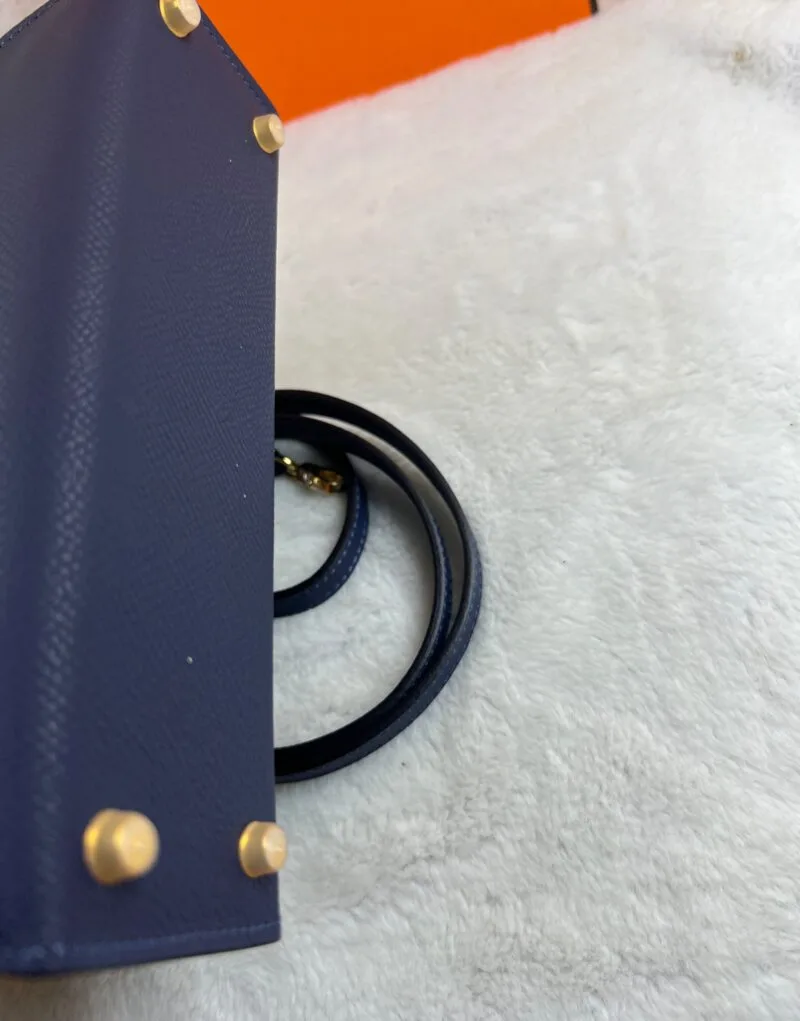 Hermes Kelly 19 Blue France Swift Bag - Image 8