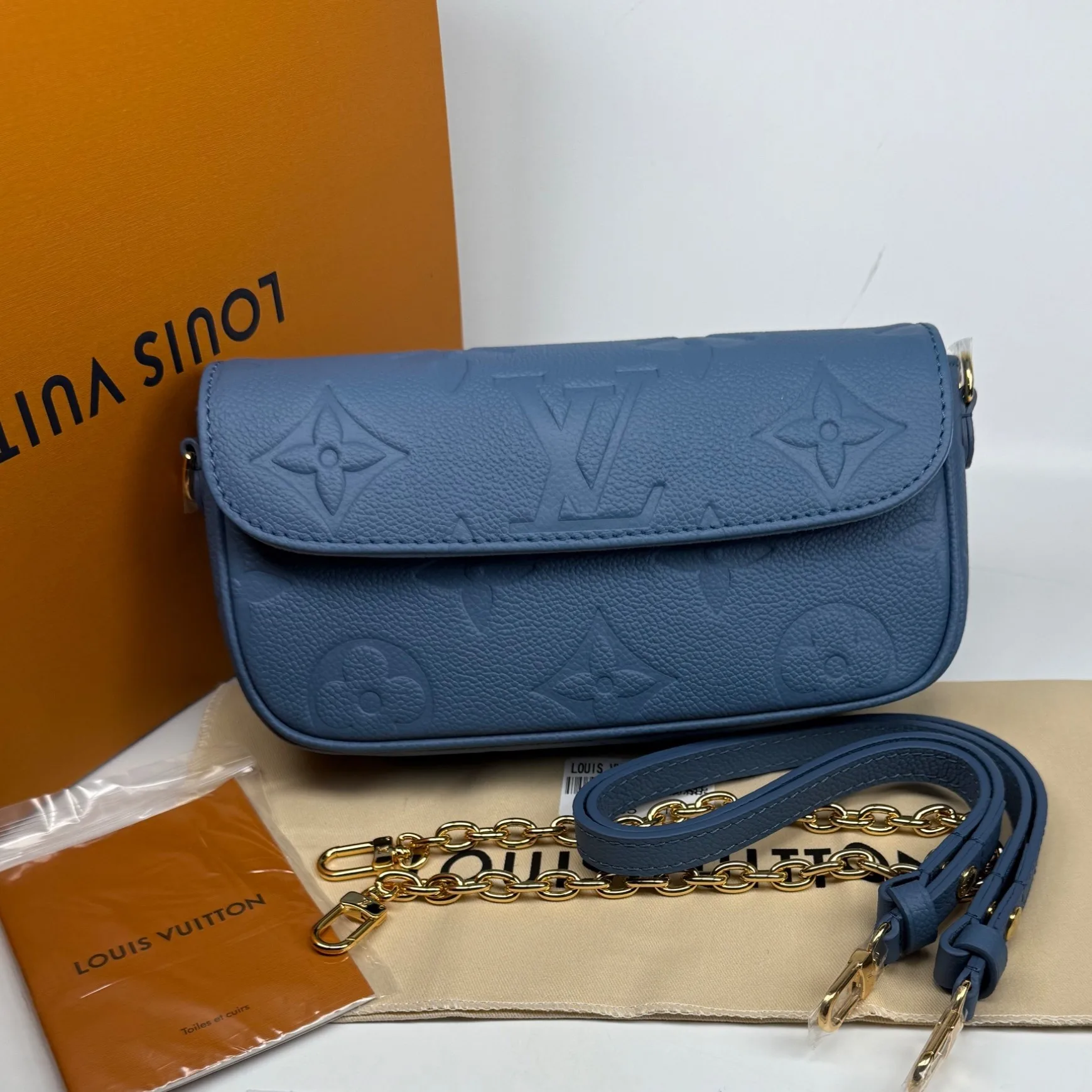 Louis Vuitton Wallet On Chain Ivy Shoulder Bag / Blue Gold Hardware - Image 4