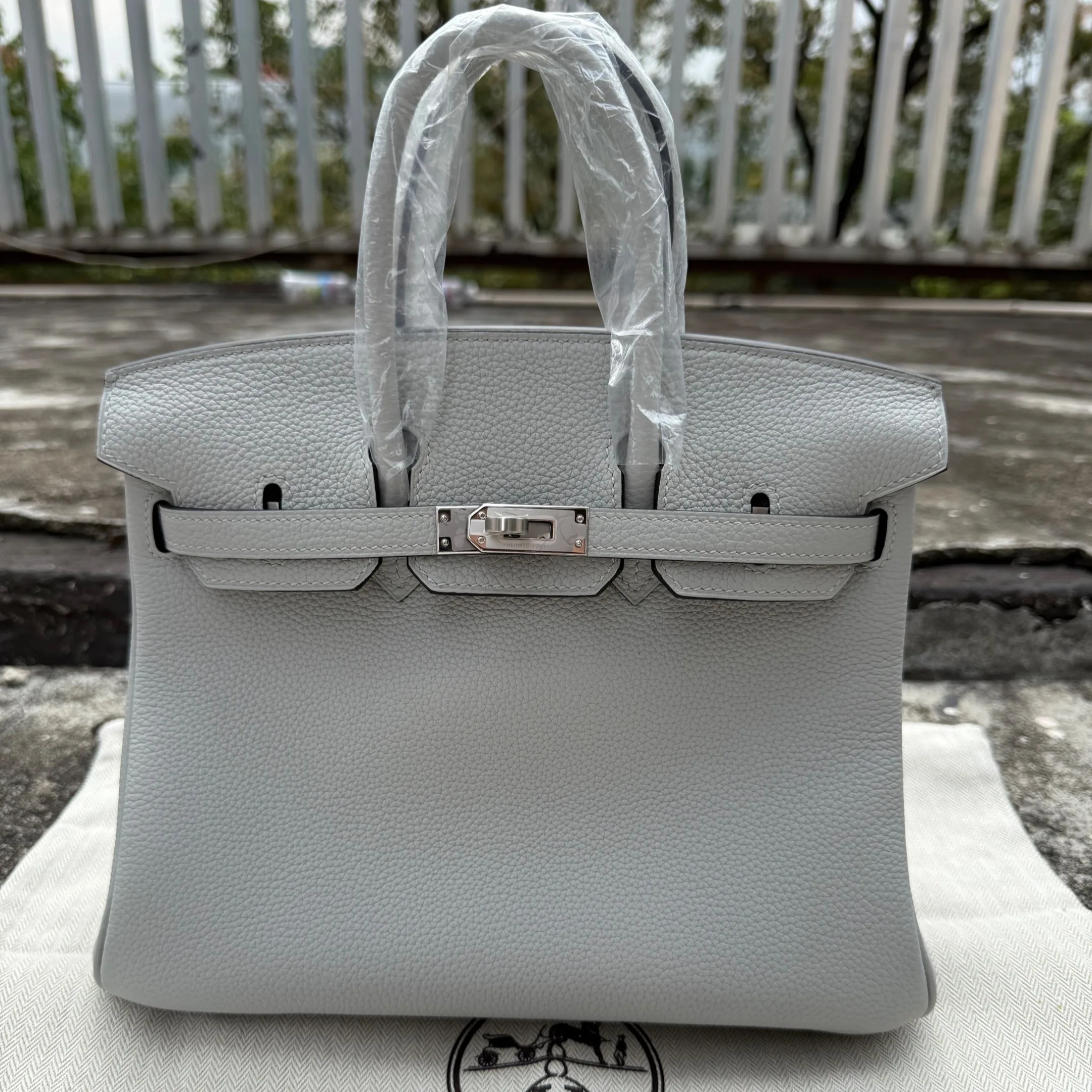 Hermes Birkin Top Handle Bag / Light Grey Silver Hardware - Image 3
