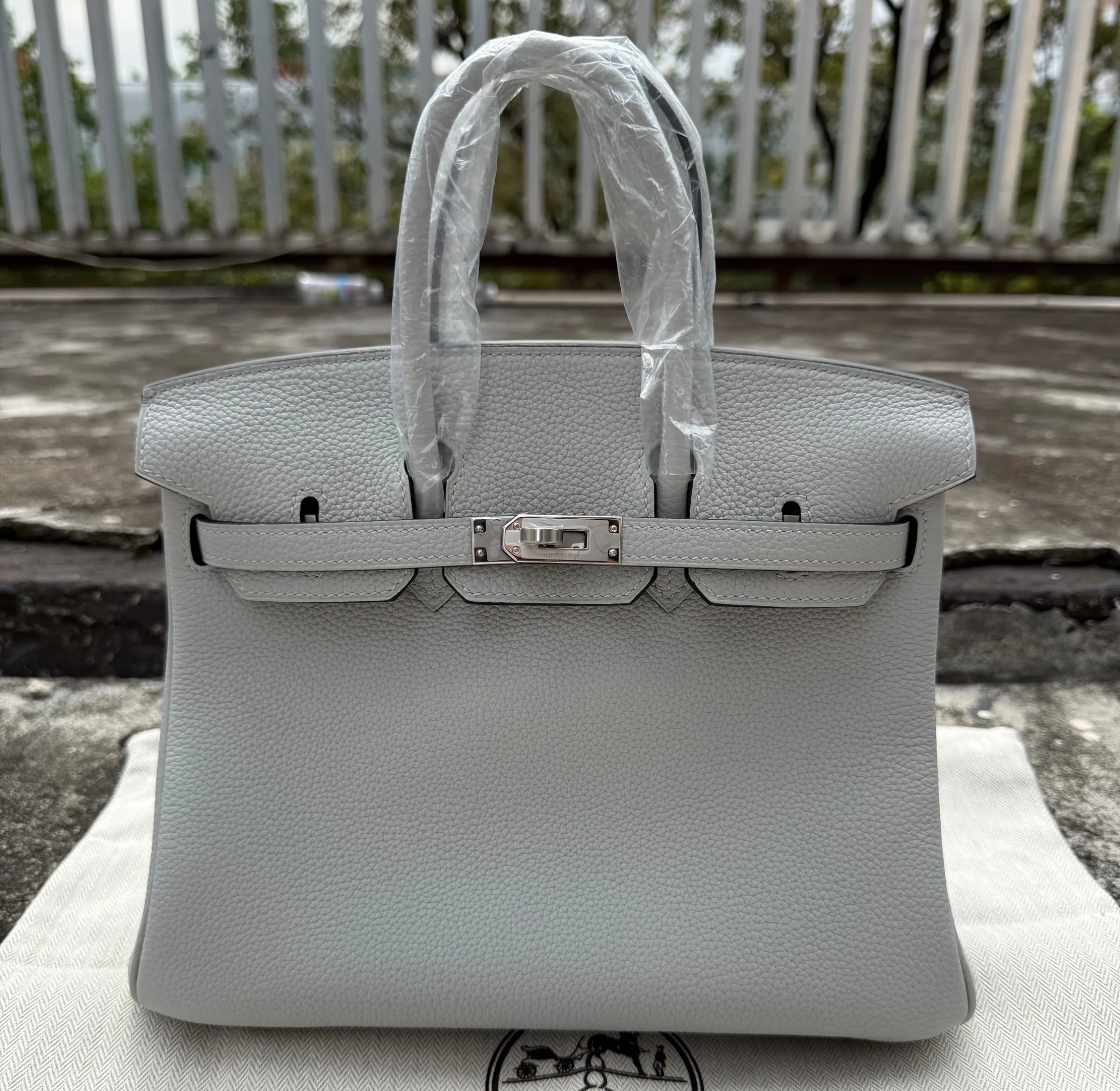 Hermes Birkin Top Handle Bag / Light Grey Silver Hardware - Image 5