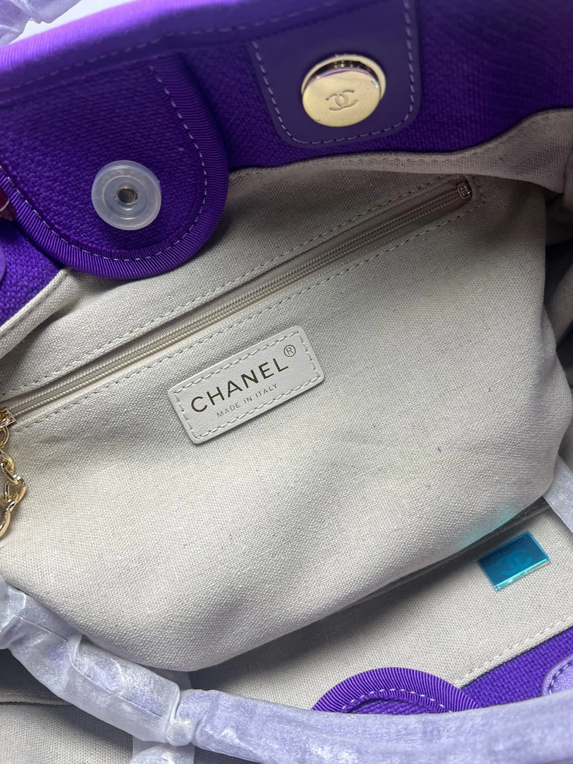 Alternative view of Chanel Deauville Tote Bag Pouch Purple /