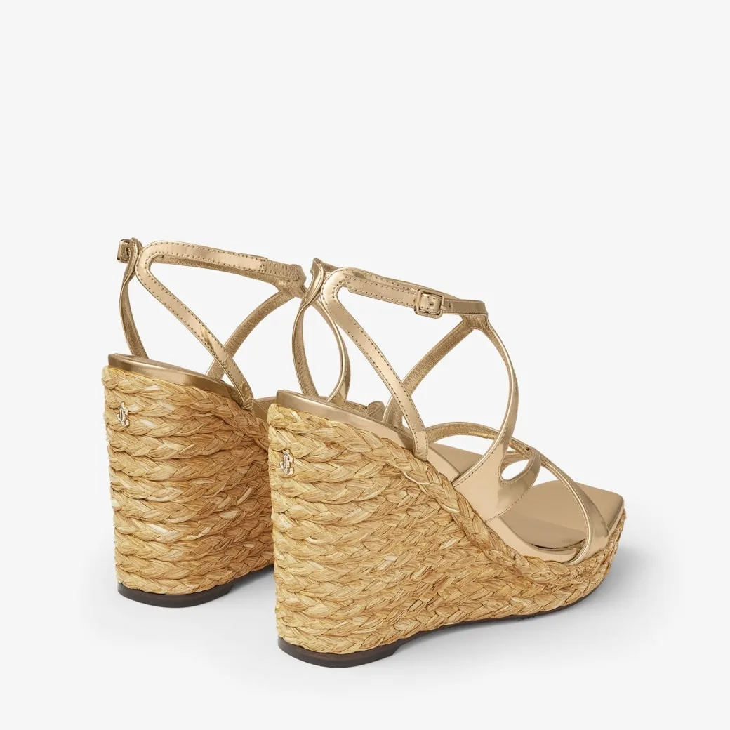 Jimmy Choo Ayla 110 Gold Metallic Wedge Gold AYLA110CUH - Image 5