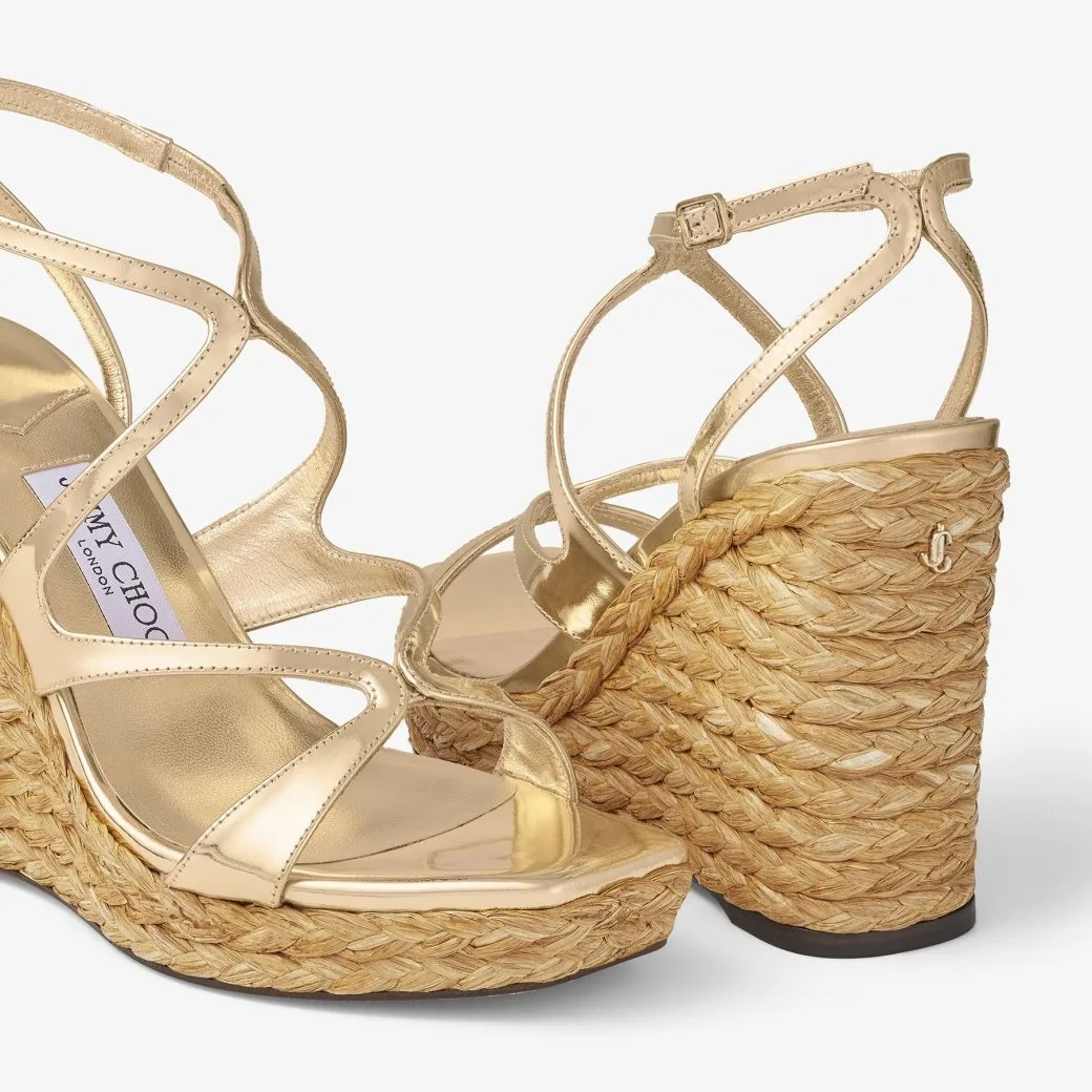 Jimmy Choo Ayla 110 Gold Metallic Wedge Gold AYLA110CUH - Image 6