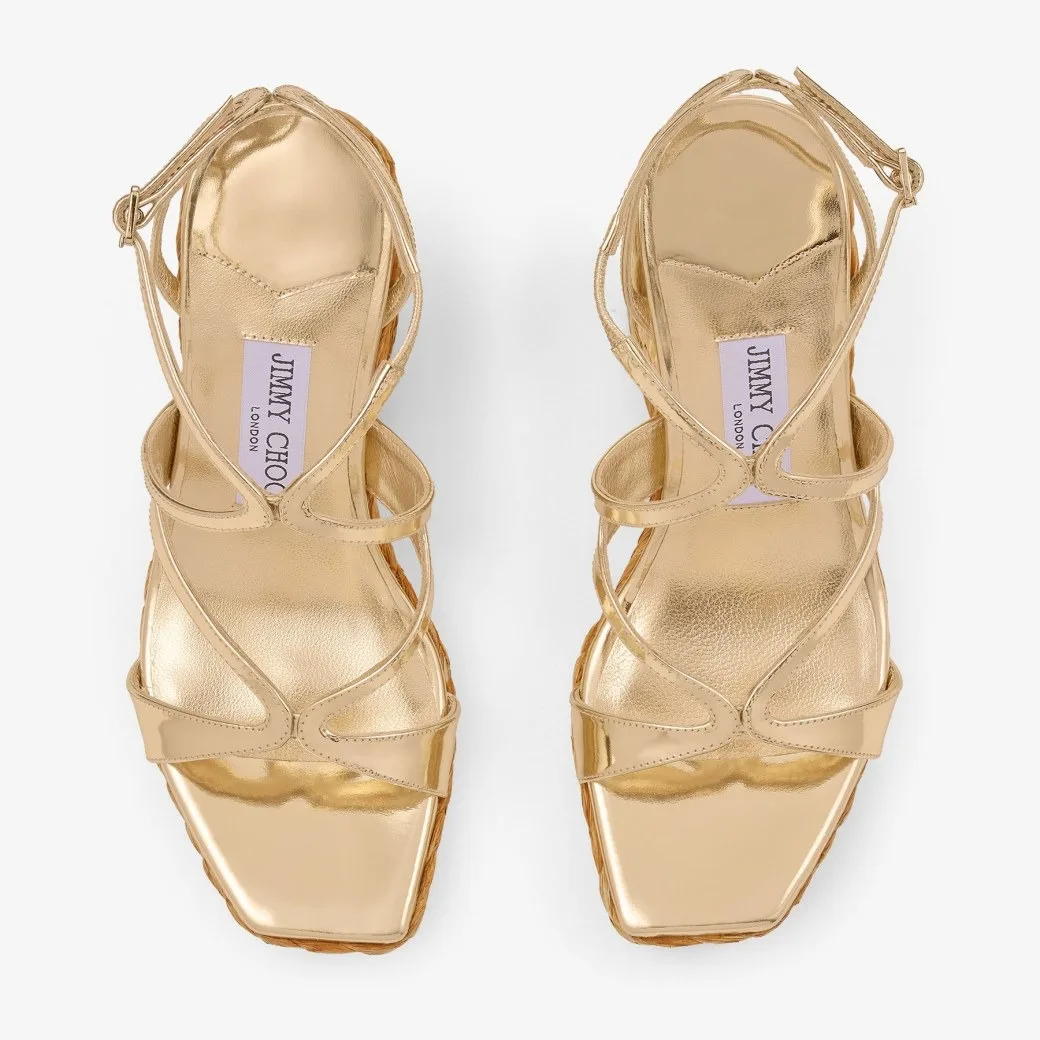 Jimmy Choo Ayla 110 Gold Metallic Wedge Gold AYLA110CUH - Image 7