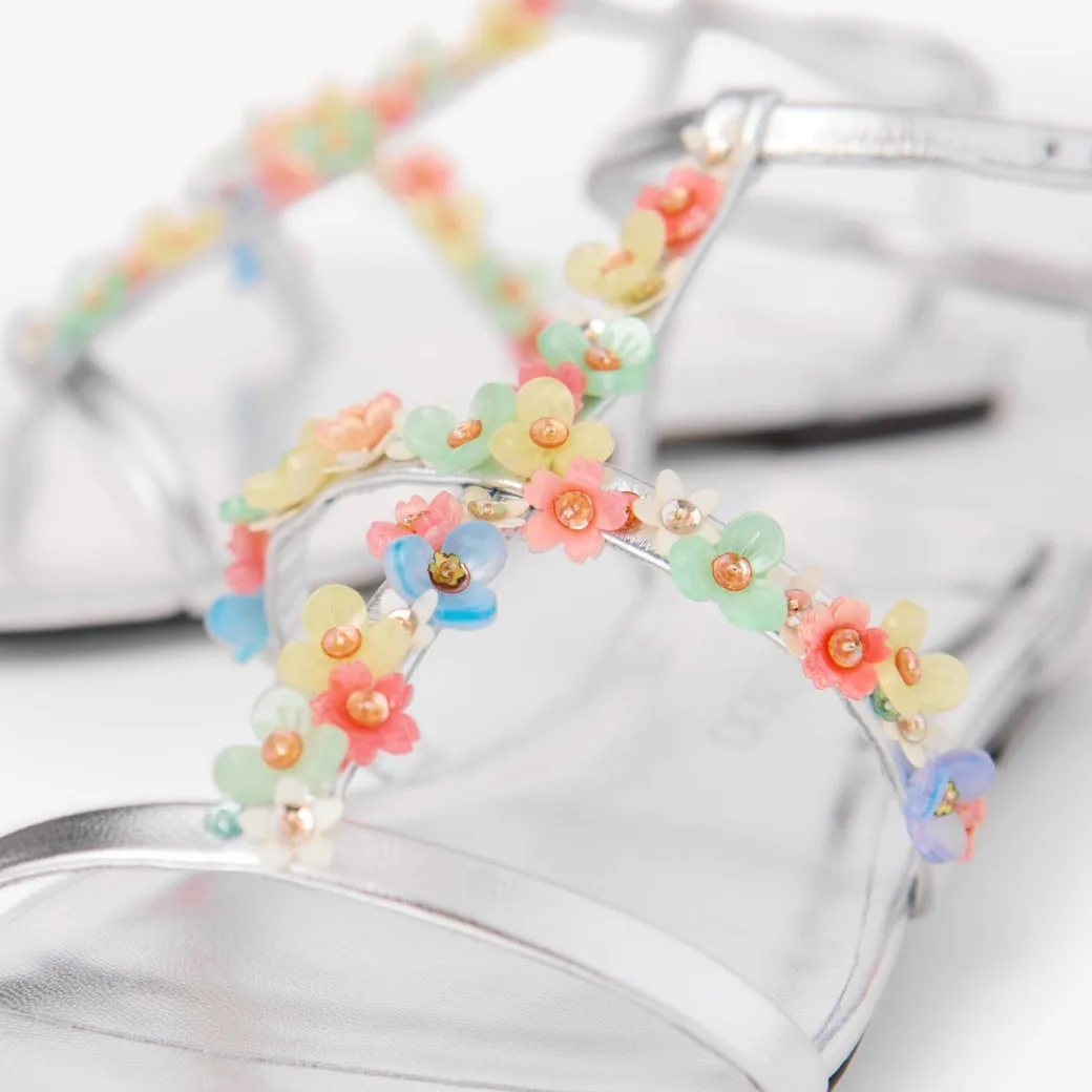 Jimmy Choo Gwyn Daisy Flat Silver GWYNDAISYFLATEQN - Image 5