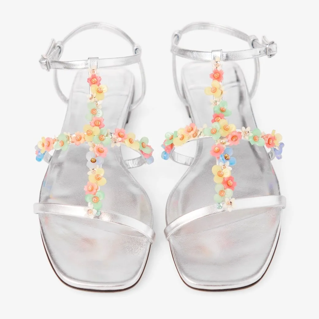 Jimmy Choo Gwyn Daisy Flat Silver GWYNDAISYFLATEQN - Image 6