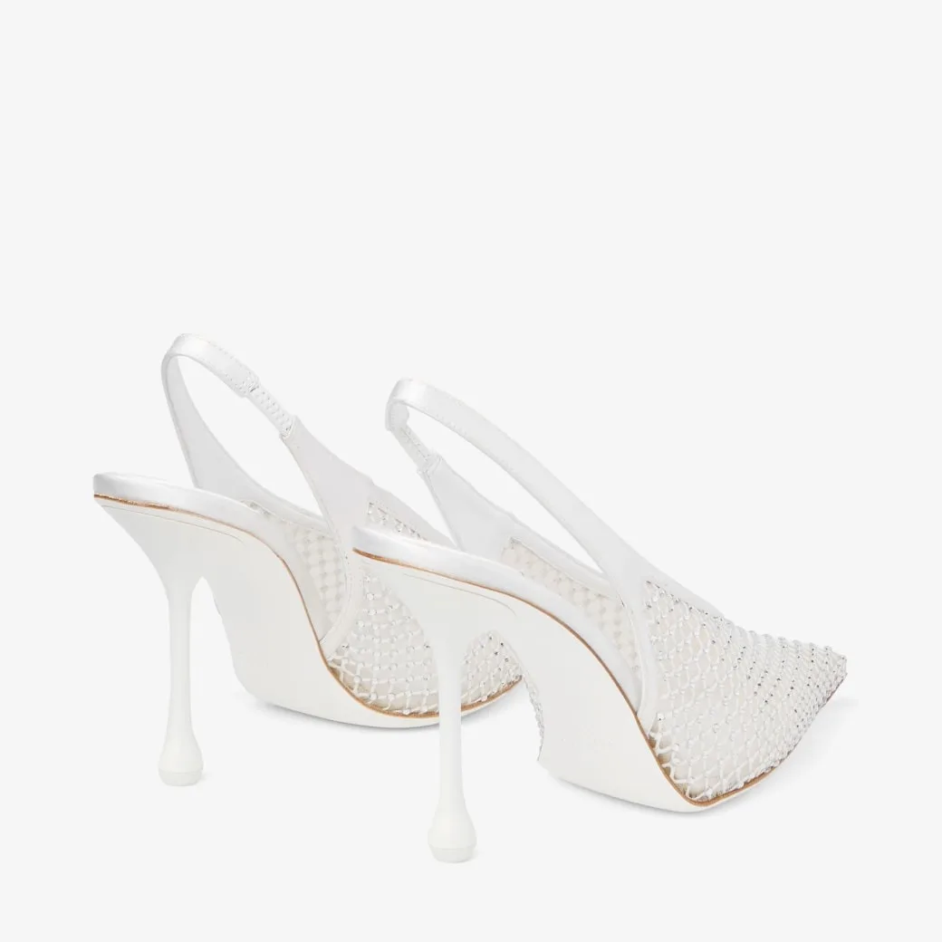Jimmy Choo Isa 95 Crystal Mesh Pumps White ISA95QHS - Image 4