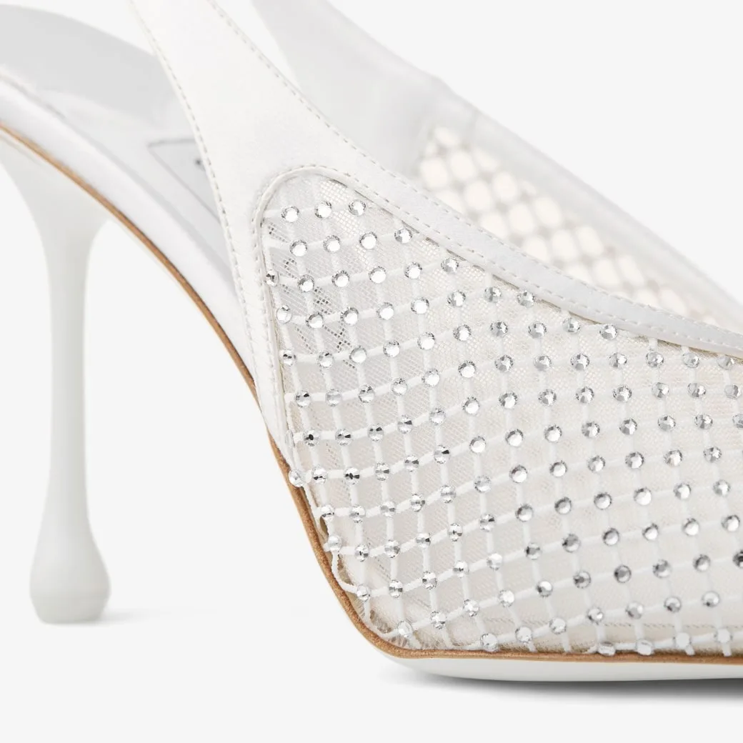 Jimmy Choo Isa 95 Crystal Mesh Pumps White ISA95QHS - Image 5