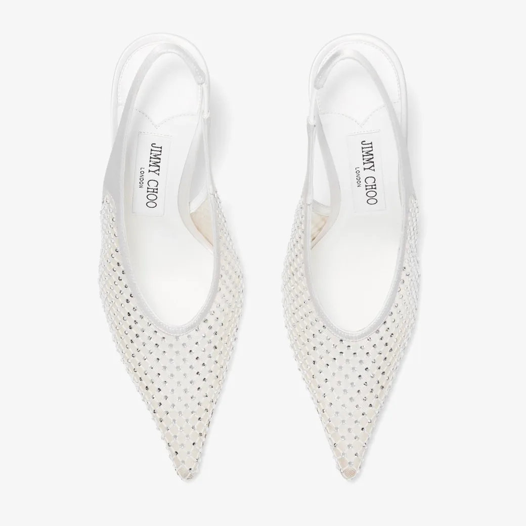 Jimmy Choo Isa 95 Crystal Mesh Pumps White ISA95QHS - Image 6