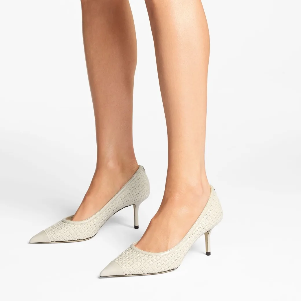 Alternative view of Jimmy Choo Love 65 Raffia And Leather Pumps Latte LOVE65JVZ