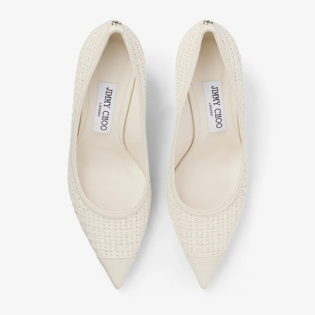 Jimmy Choo Love 65 Raffia And Leather Pumps Latte LOVE65JVZ - Image 5