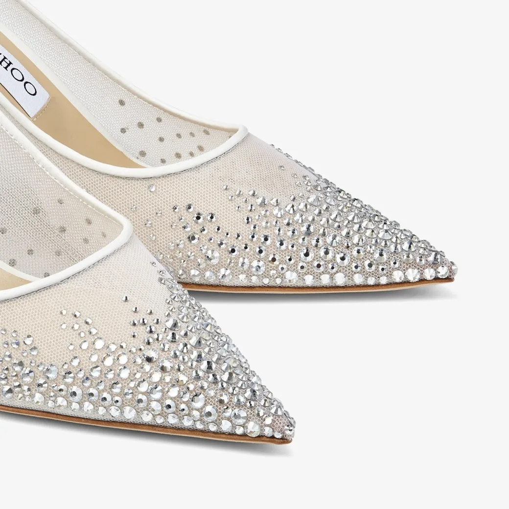 Jimmy Choo Love 85 Mesh Pointed-Toe Pumps White LOVE85NYT - Image 3