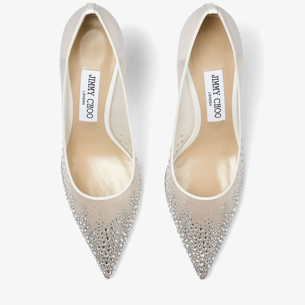 Jimmy Choo Love 85 Mesh Pointed-Toe Pumps White LOVE85NYT - Image 4