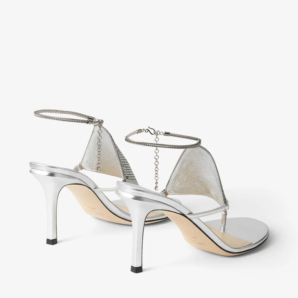 Jimmy Choo Metal Mesh Thong 85 Silver 2000THEMETALMESHMNA - Image 5