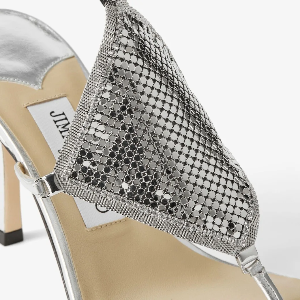 Jimmy Choo Metal Mesh Thong 85 Silver 2000THEMETALMESHMNA - Image 6