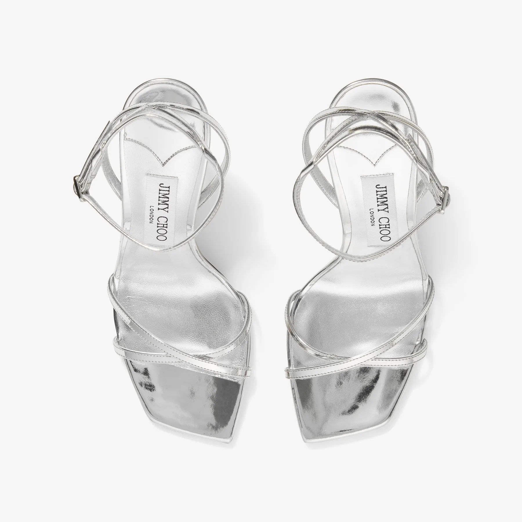Jimmy Choo Metz 100 Metal Leather Sandal Silver METZ100QUI - Image 5