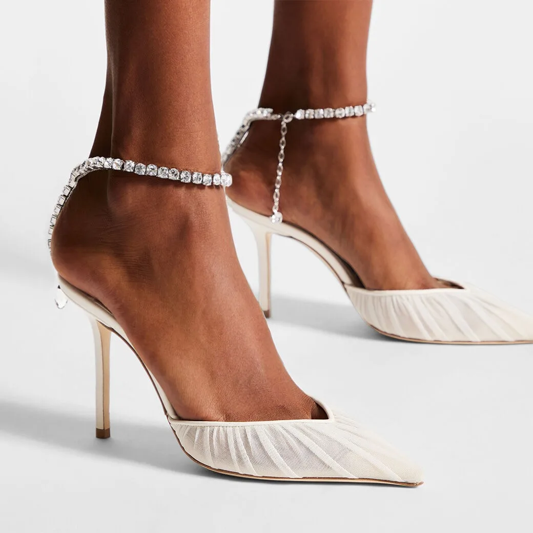 Alternative view of Jimmy Choo Saeda 100 Ivory/Crystal SAEDA100JGQ