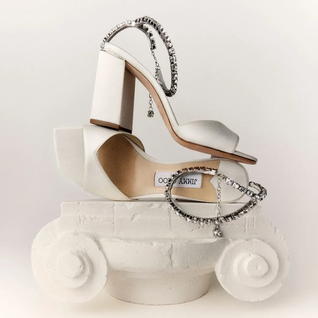 Jimmy Choo Saeda Sandal Block Heel 85 Ivory SAEDASANDALBH85BGH - Image 4
