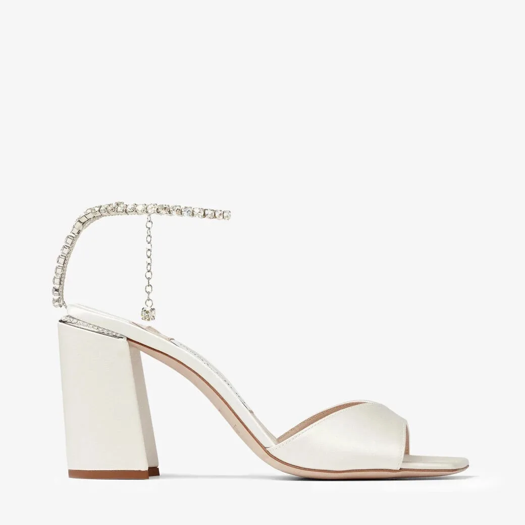 Alternative view of Jimmy Choo Saeda Sandal Block Heel 85 Ivory SAEDASANDALBH85BGH