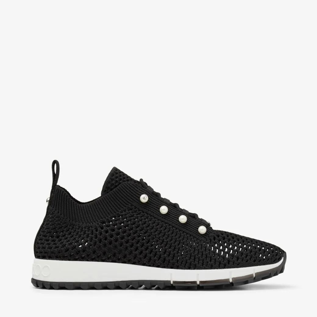 Alternative view of Jimmy Choo Veles Crochet Knit Low-Top Trainers Black VELESPBT